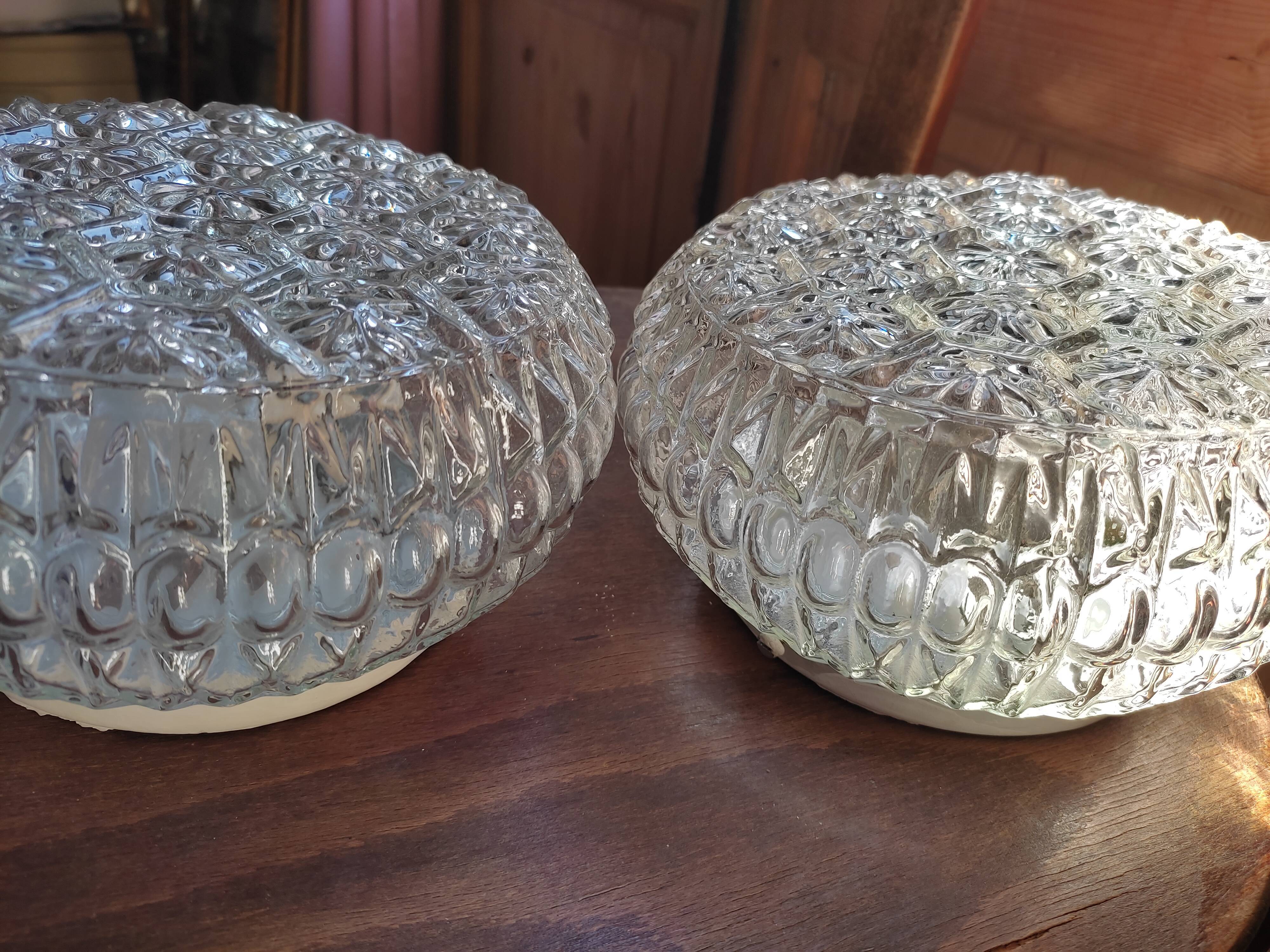 Glass ceiling lamp with small flowers