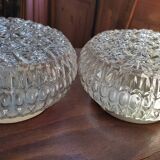 Glass ceiling lamp with small flowers