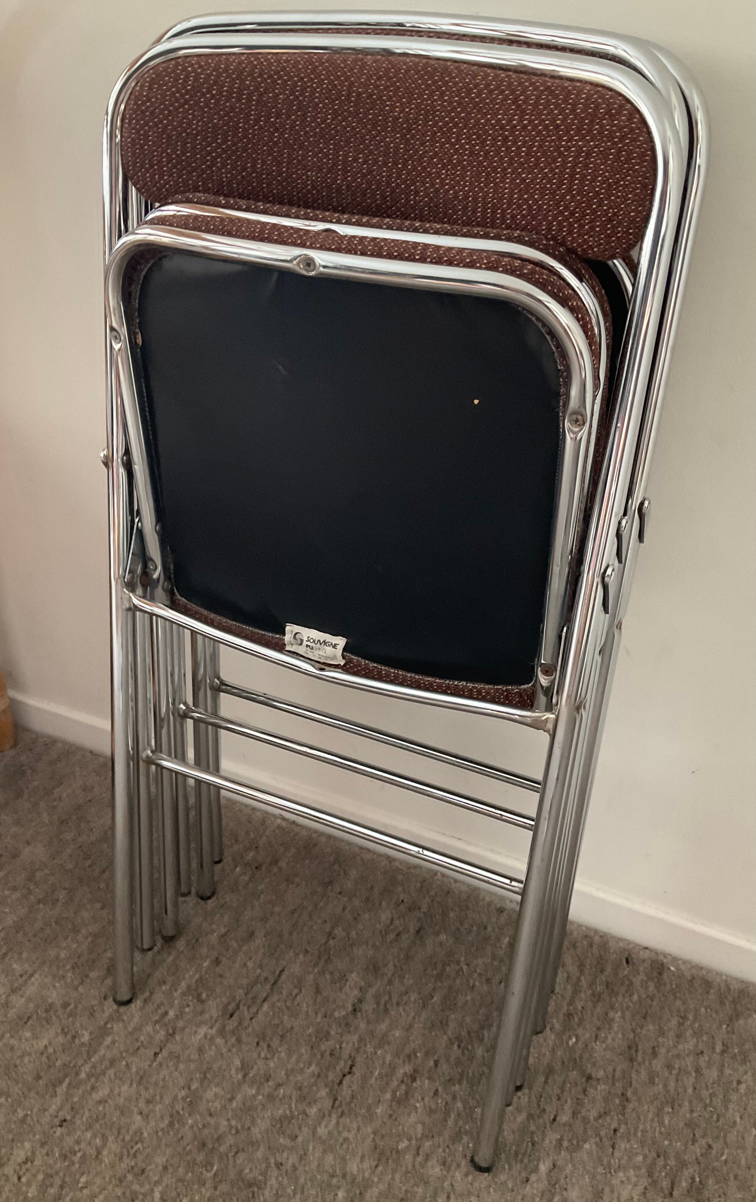 Série de 3 chaises pliantes Souvignet des années 70