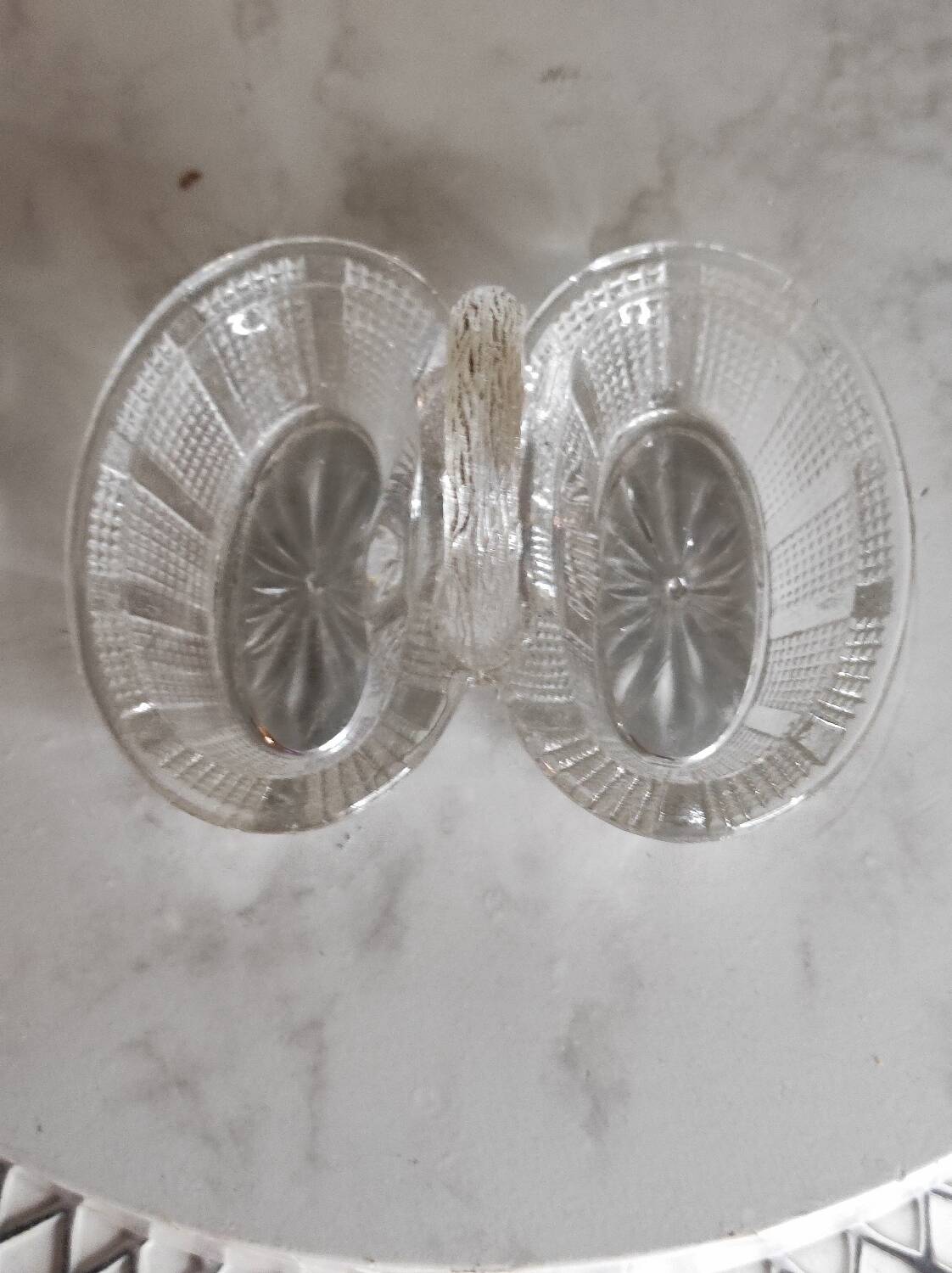 Antique molded glass salt and pepper shaker