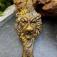 2 lion coat hooks in solid brass Art Nouveau