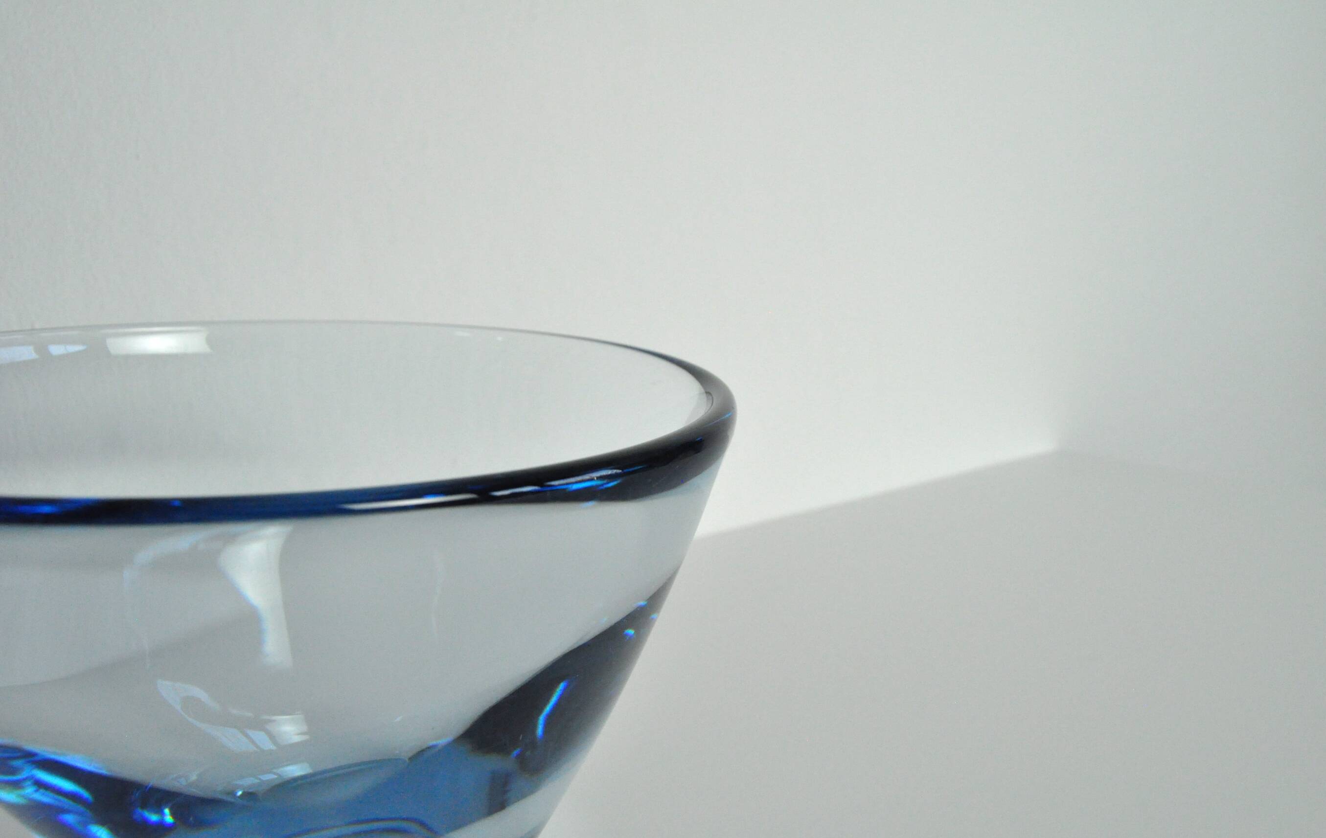 Hand blown Aqua blue glass bowl by Per Lütken for Holmegaard
