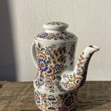 White hand-painted porcelain teapot with flowers Poland 1970s