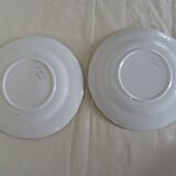 2 flat plates red flower faience Saint Clément