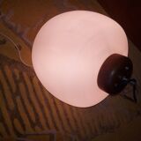 50's, 60'S design pendant lamp in opaline and teak by Goffredo Reggiani.