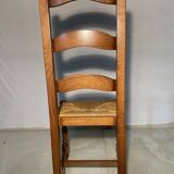Set of 6 solid wood chairs with straw seat - Rustic style