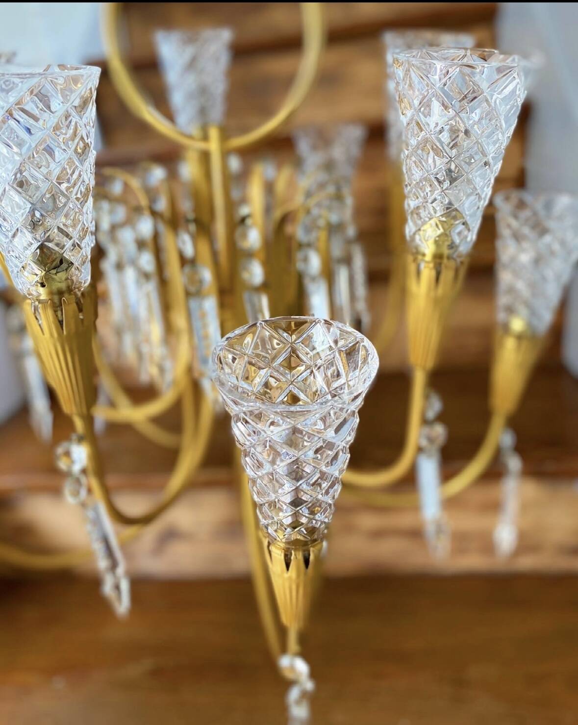Vintage crystal pendant chandelier