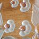 Vintage Frosted Glass Footed Bowl – Relief Decor of Pink Flowers