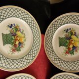 Service of 6 dessert plates in Villeroy porcelain and Boch model Basket