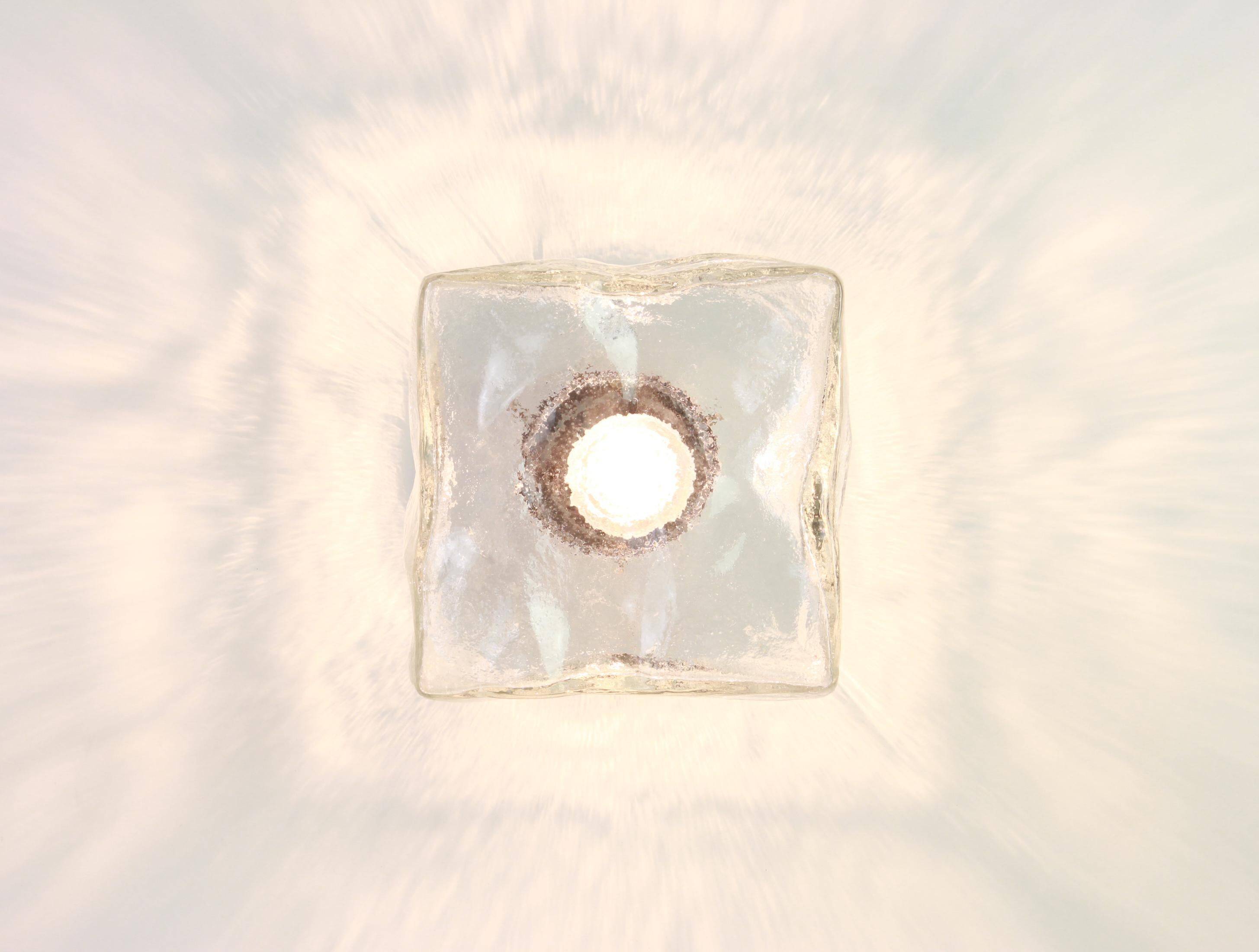 Large frosted glass wall lamp by Murano, designed by Kalmar Cube, Austria, 1960s.