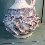 Stylized earthenware pitcher signed old ceramic design 1950 vintage