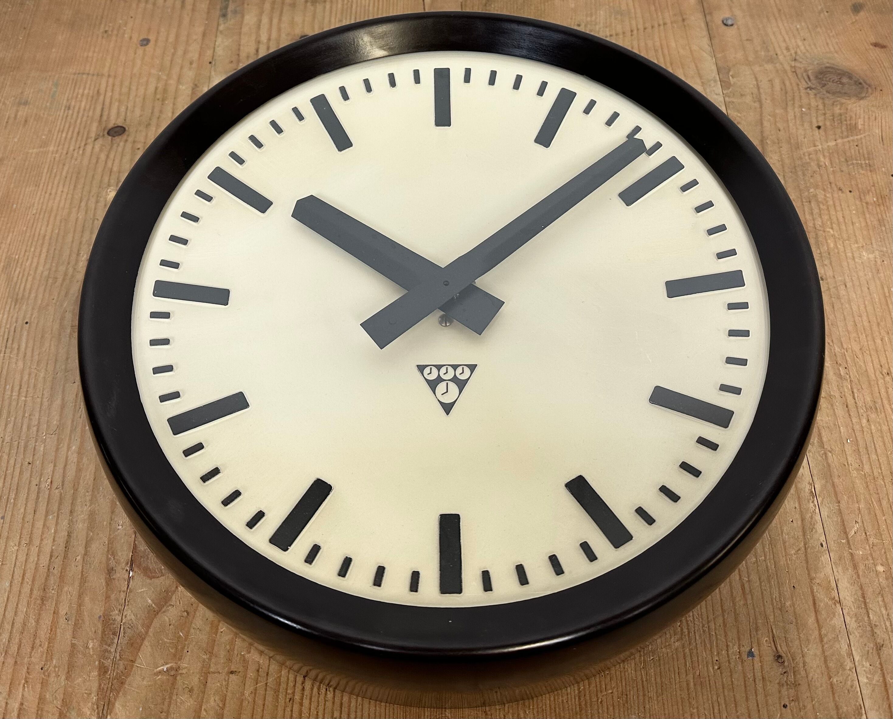 Industrial Bakelite Factory Wall Clock from Pragotron, 1960s