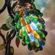 Original murano lamp in gilded bronze and metal with three lights, murano glass tulips 58x42