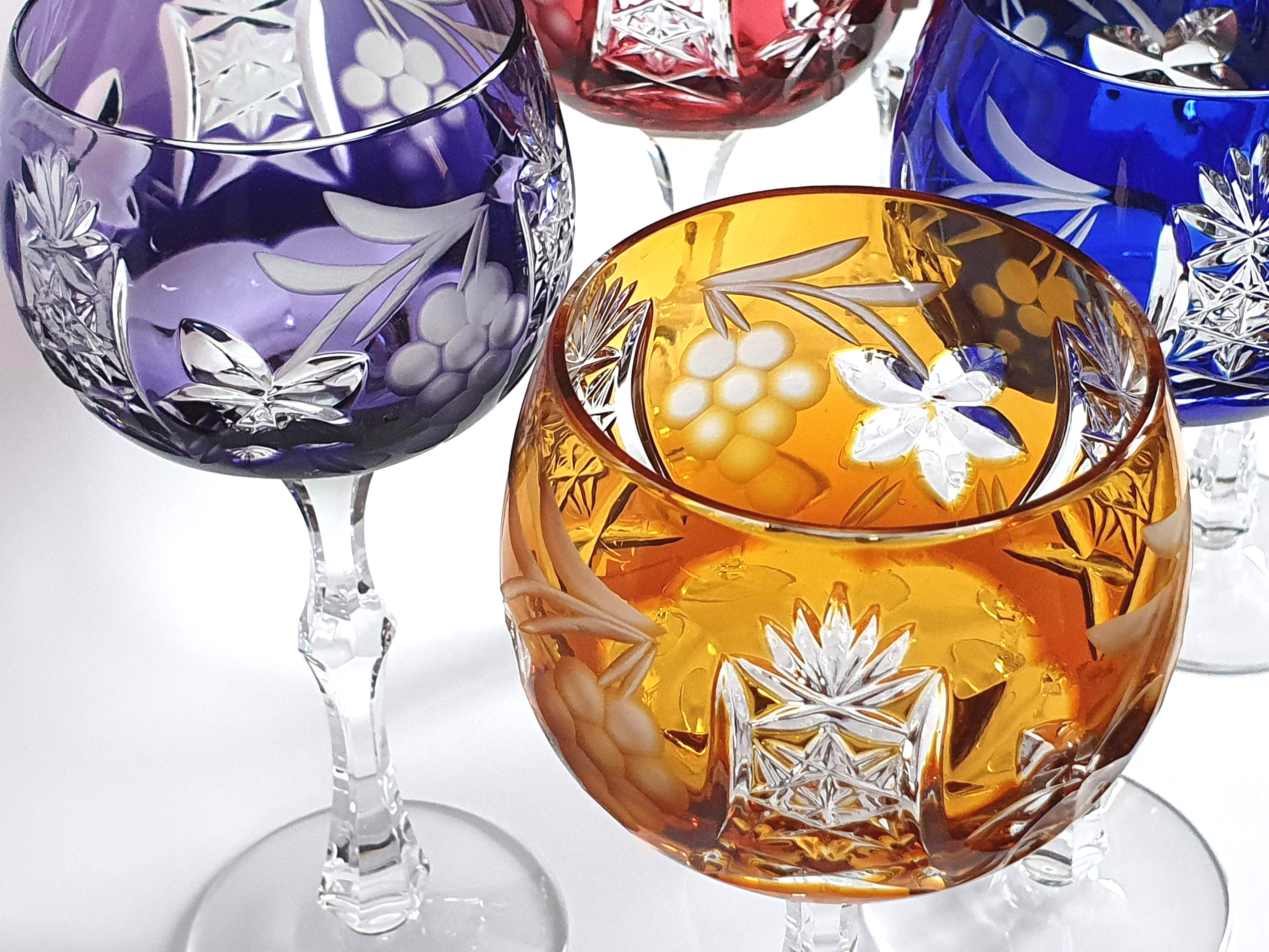Coloured glasses from the Etzel crystal factory in Bitche Saint Louis