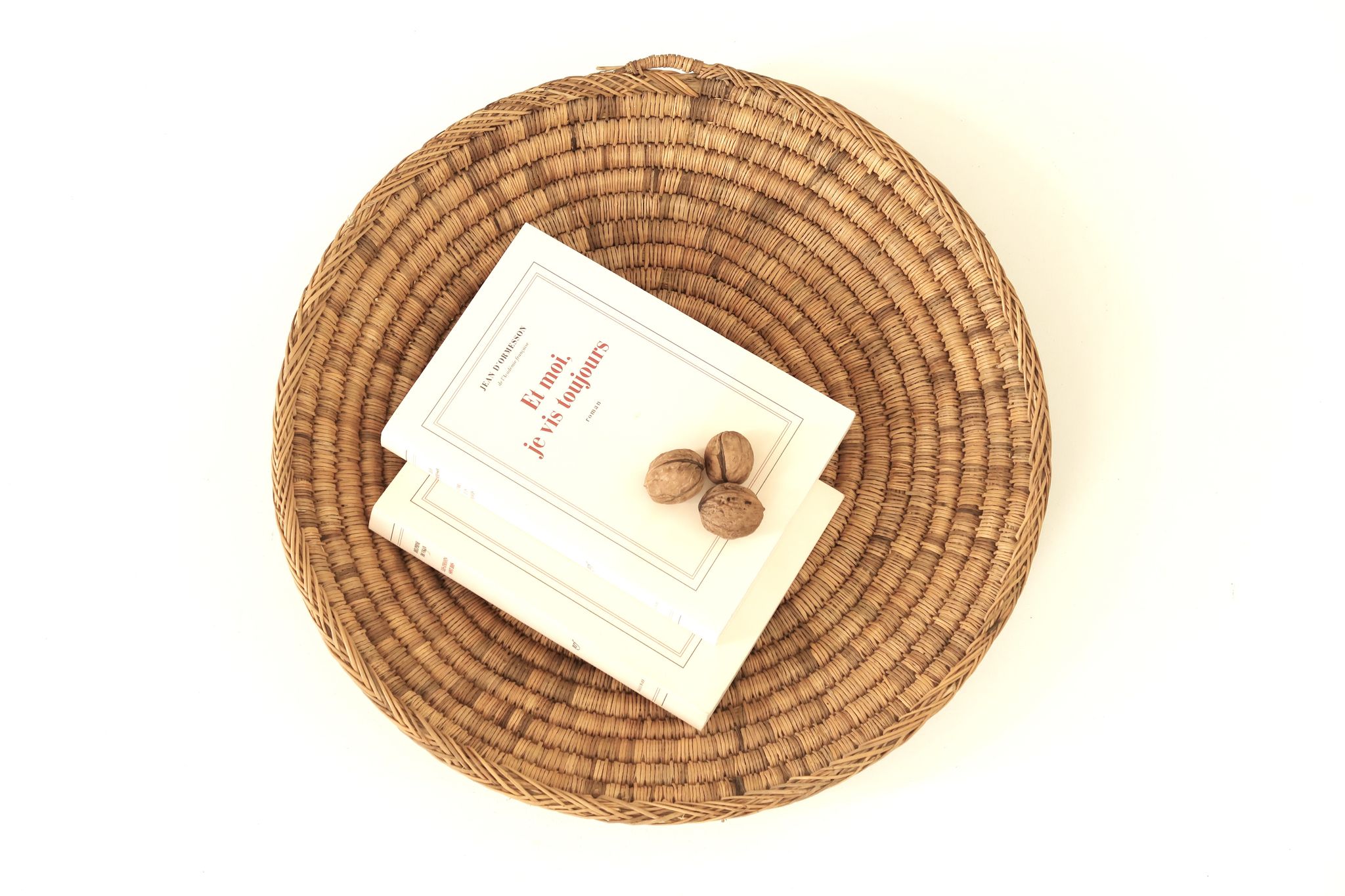 Braided round basket or wall decoration, 70s