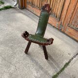 Chaise brutaliste espagnole en bois, années 1960