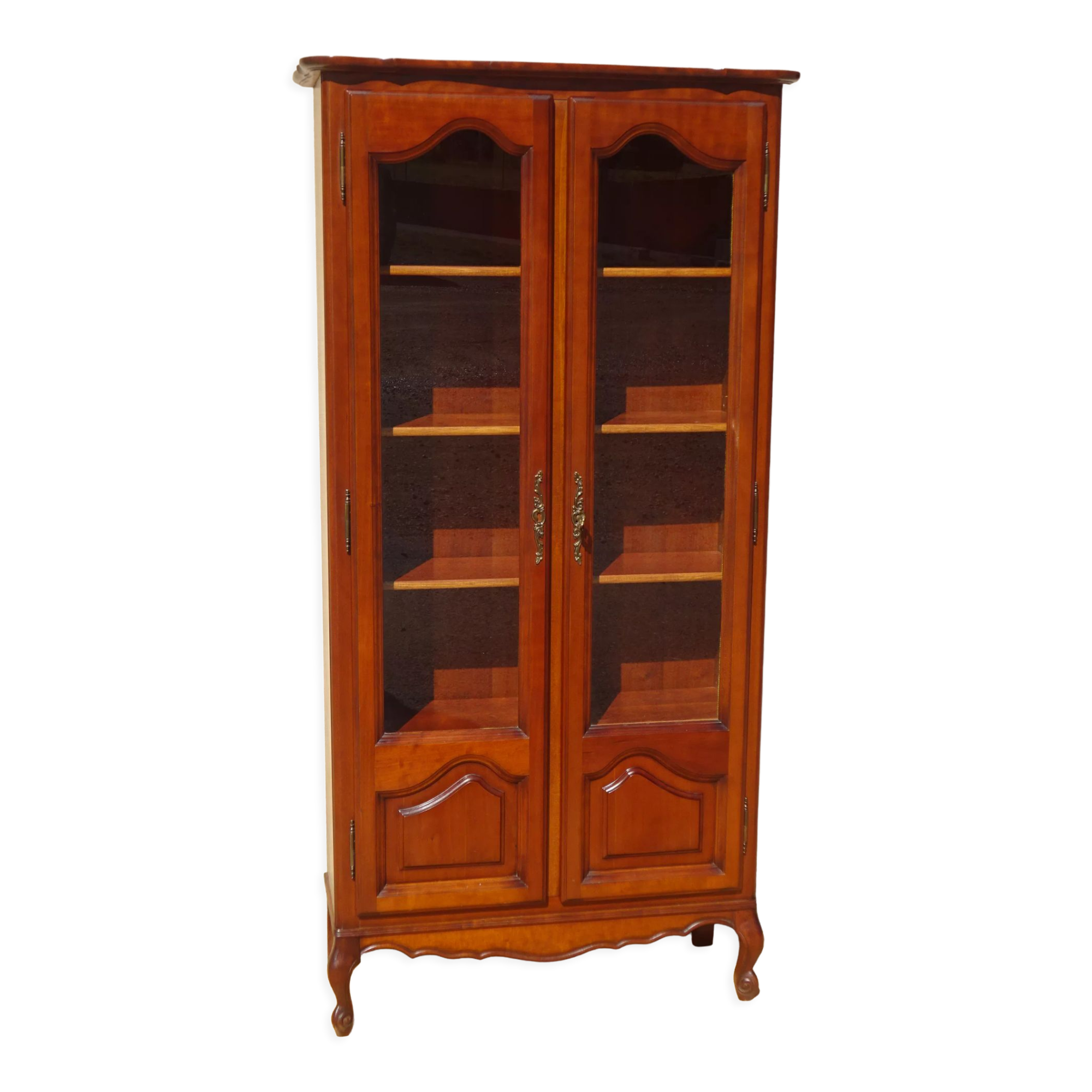 Shallow cherry wood showcase, Louis XV style
