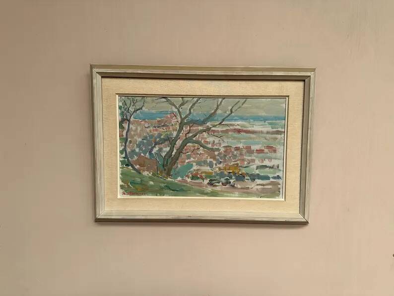 Original Swedish Oil on Canvas – “Landscape” by Rune Persson – Signed – Vintage & Framed – 46 × 65 cm (18.1" × 25.6")