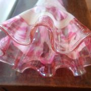 Grand vase corolle évasé 50cm - moucheté rose & blanc Design 70'