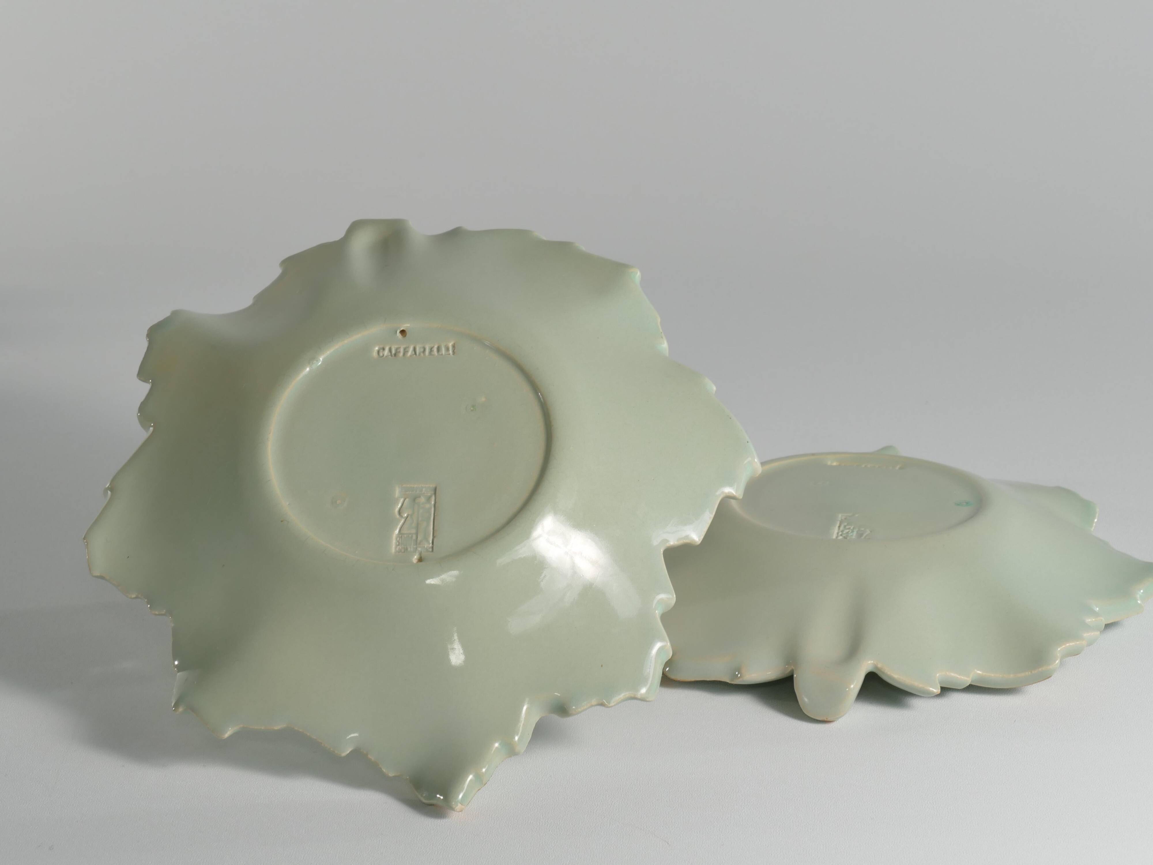 Art Deco Pistachio and Gold Leaf Plates Viloca Paris Caffarelli