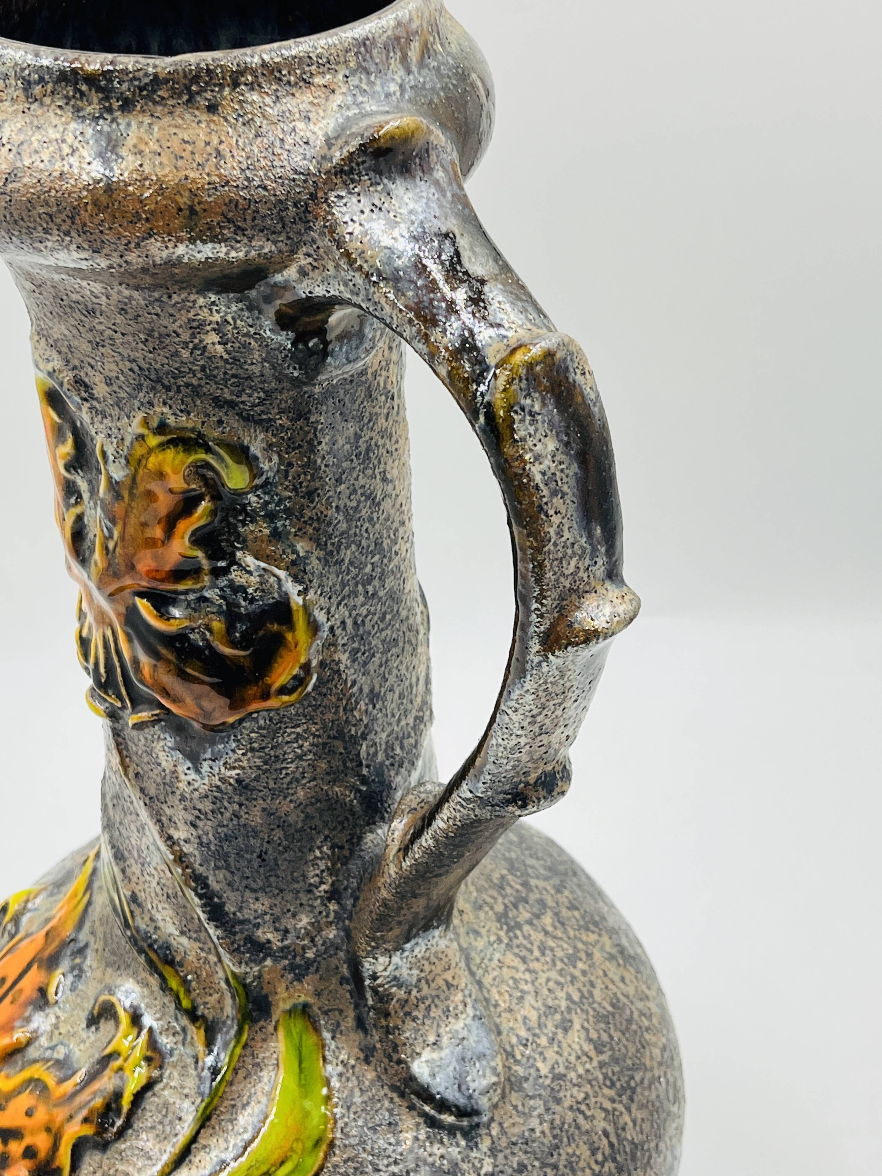 Large vintage floral relief vase