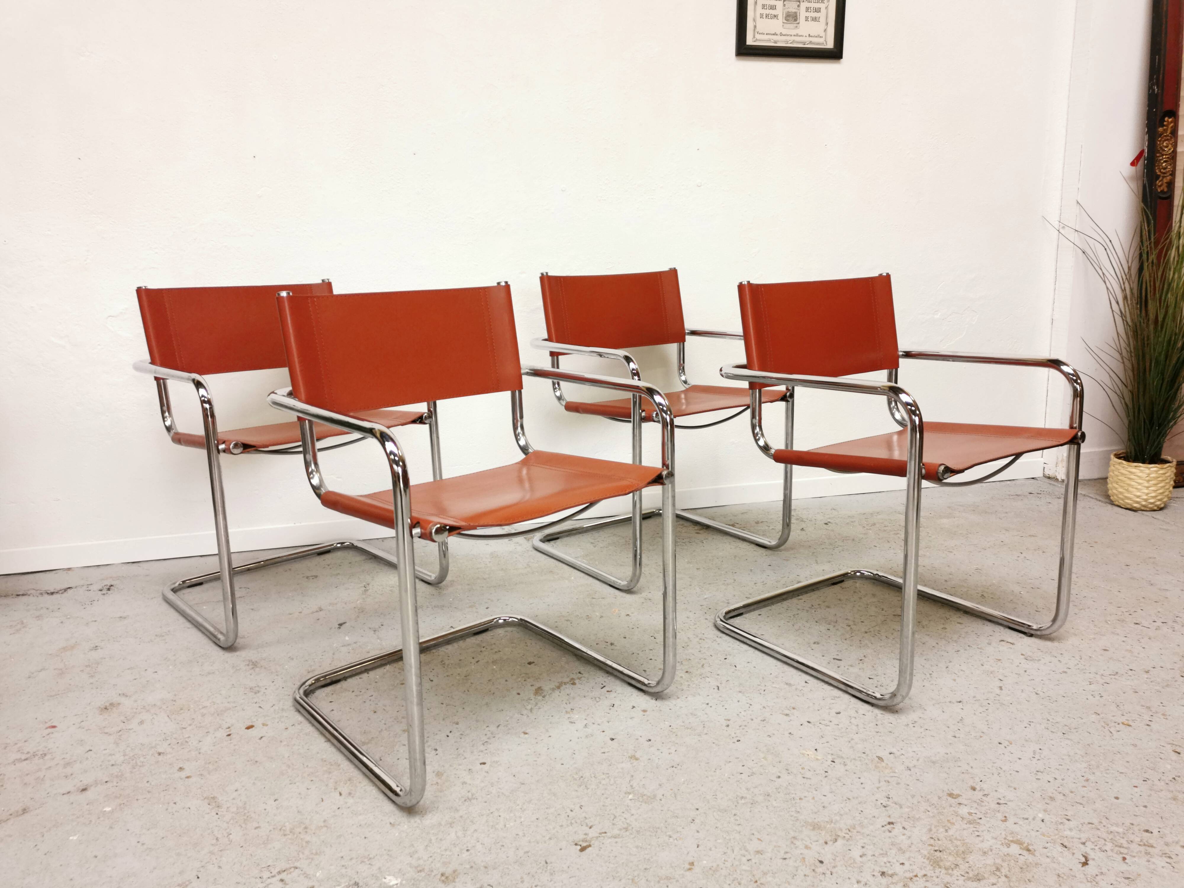 Vintage bauhaus leather and chrome chair