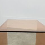Smoked plexiglass cube side table by Michel Dumas, 1970s