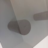 Table basse italienne carrée vintage en marbre et verre des années 70
