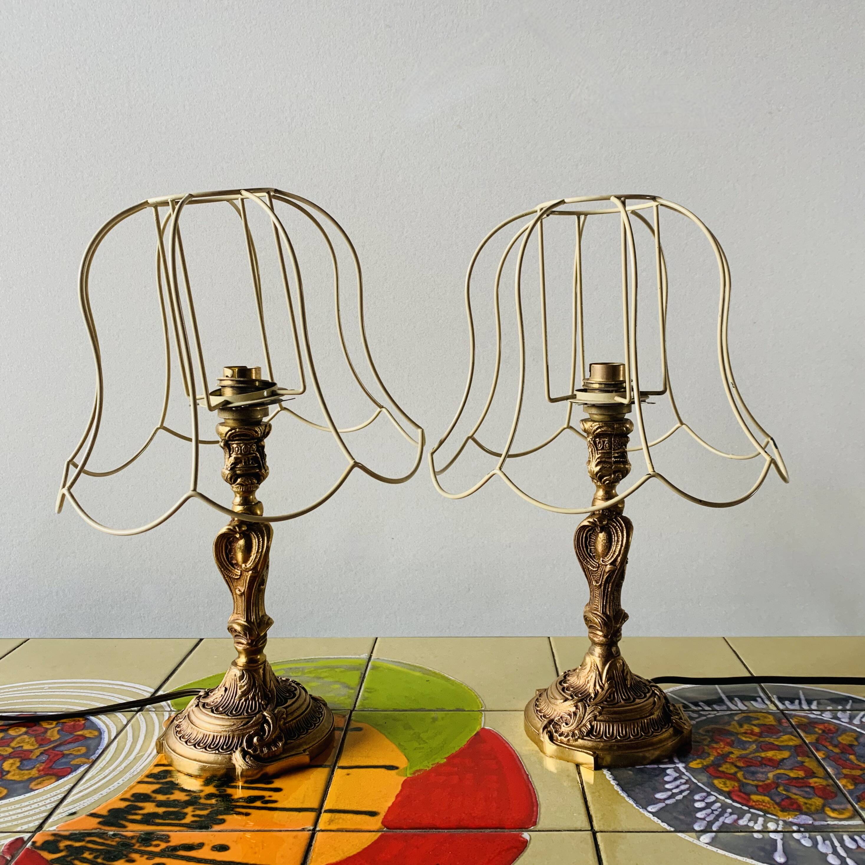 Pair of vintage brass lamps