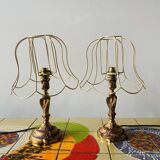 Paire de lampes en laiton vintage