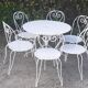 Salon de jardin 1 table 1 fauteuils 5 chaises fer forgé blanc ancien