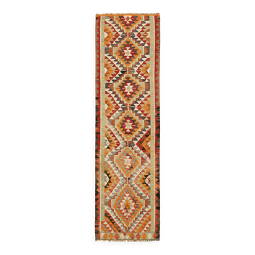 Turkish Handwoven Vintage Herki Kilim 98 cm x 320 cm