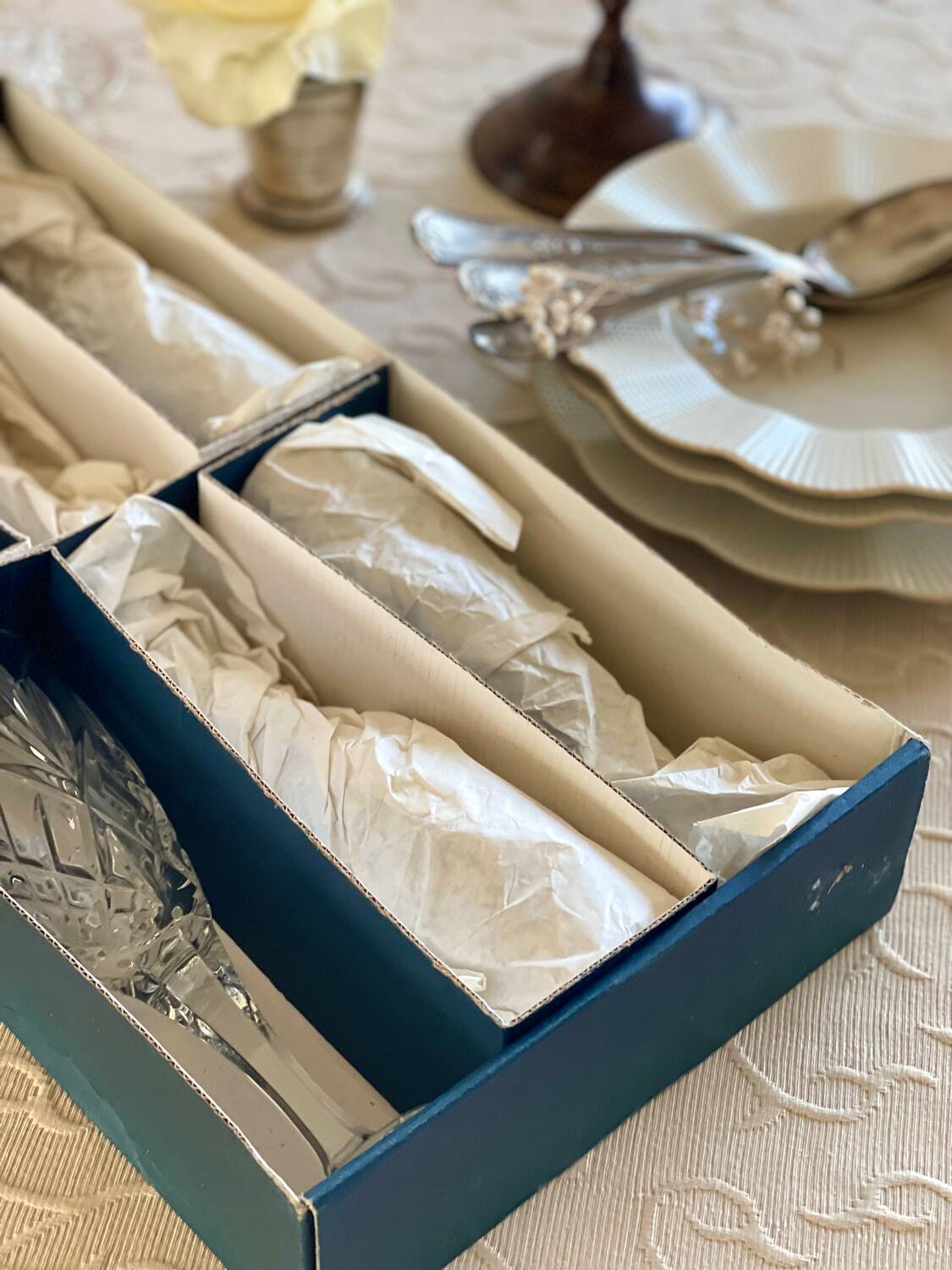 6 crystal flutes from Slovakia.
