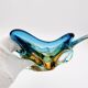 Murano Sommerso Blue Amber Sculpture Bowl 23cm