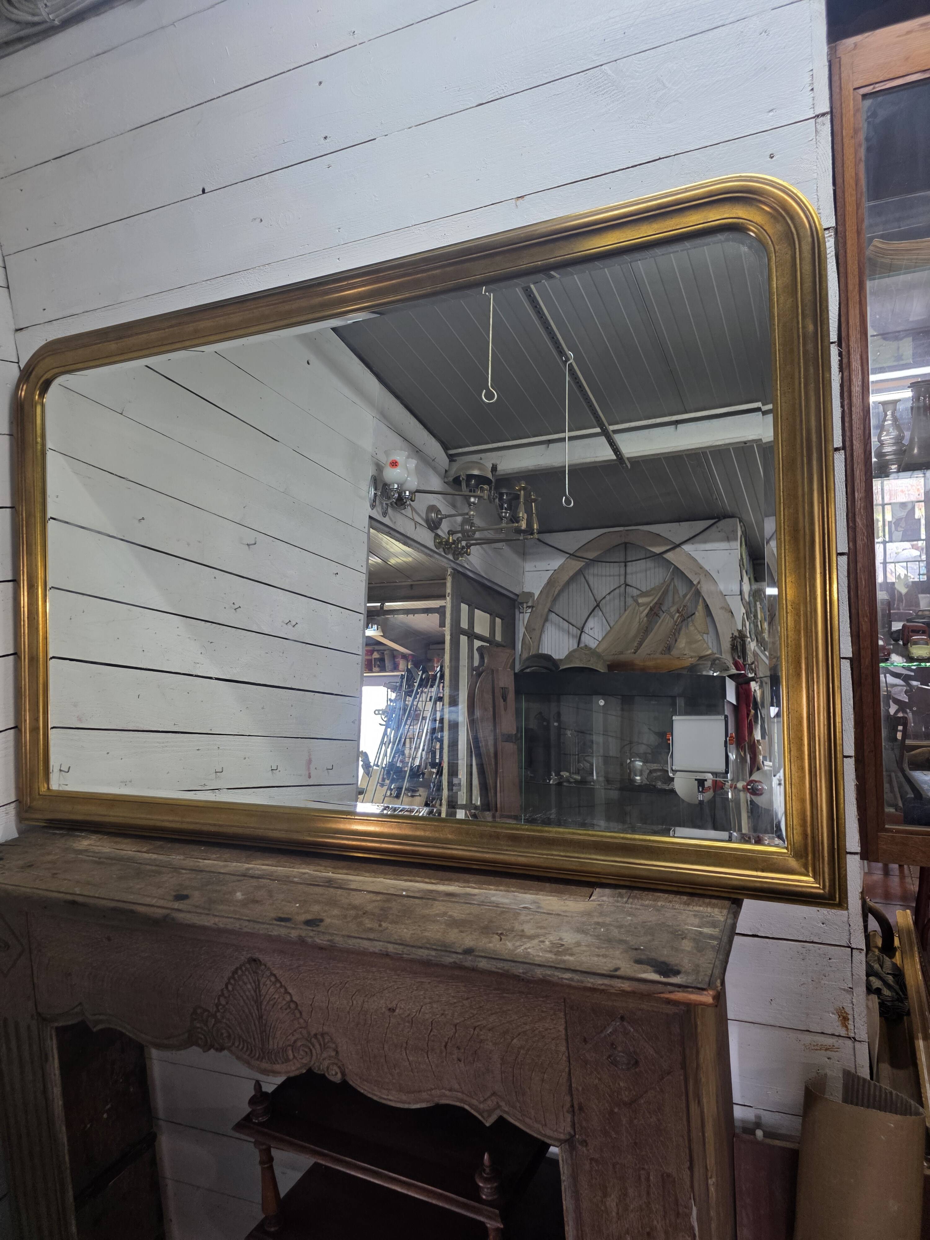 Louis Philippe style gilded mirror, mid-20th century, bevelled mirror.
