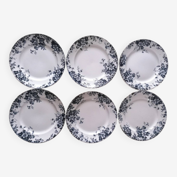 6 iron earth dessert plates Marie-Louise Saint Amand