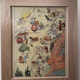 Old poster map of Franche Comté 1946 - JP Pinchon
