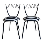 Pair of post-modern striped chairs, Italian work by Gio Ponti.