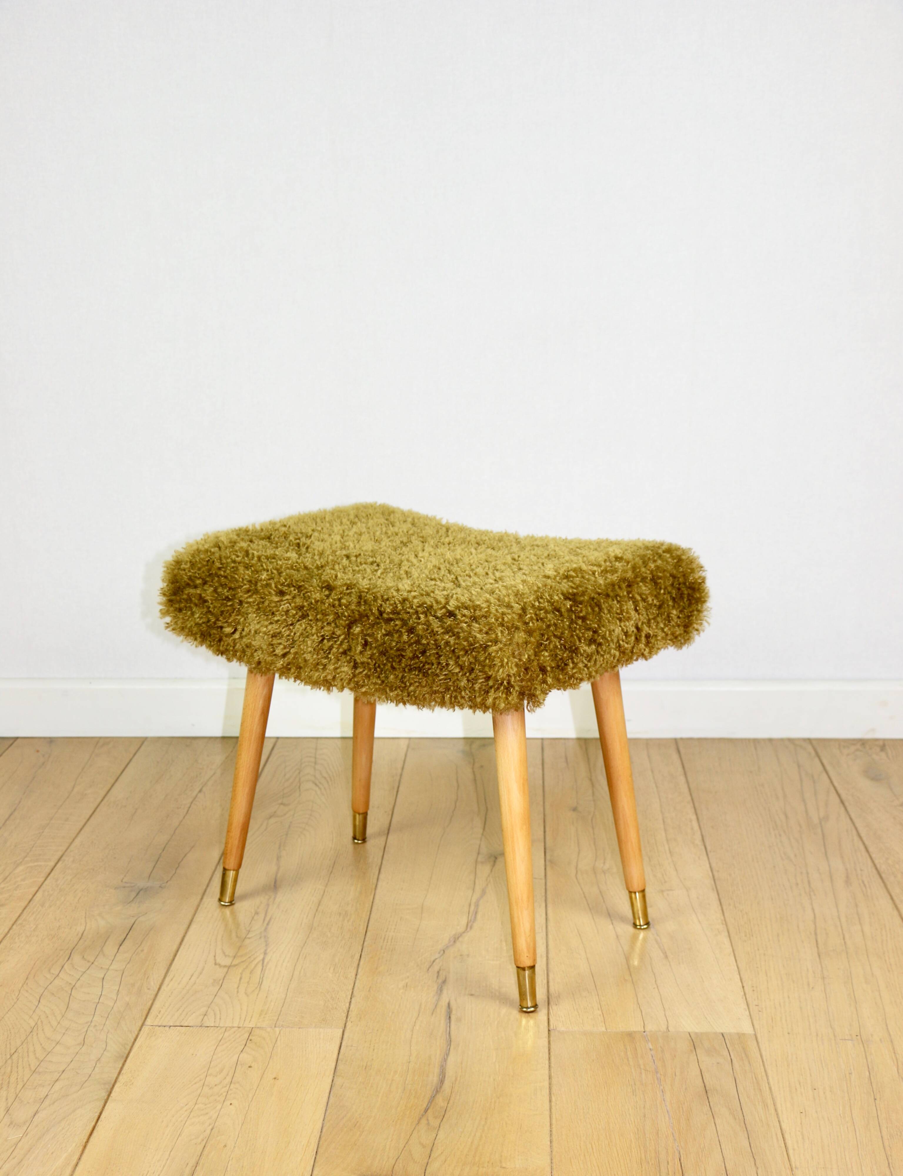 Edmund Homa stool high seat khaki / olive - golded beech legs