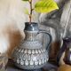 Ceramic handle vase with vintage graphic decoration
