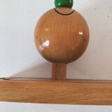 Vintage wooden children's coat rack - smiling heads hooks