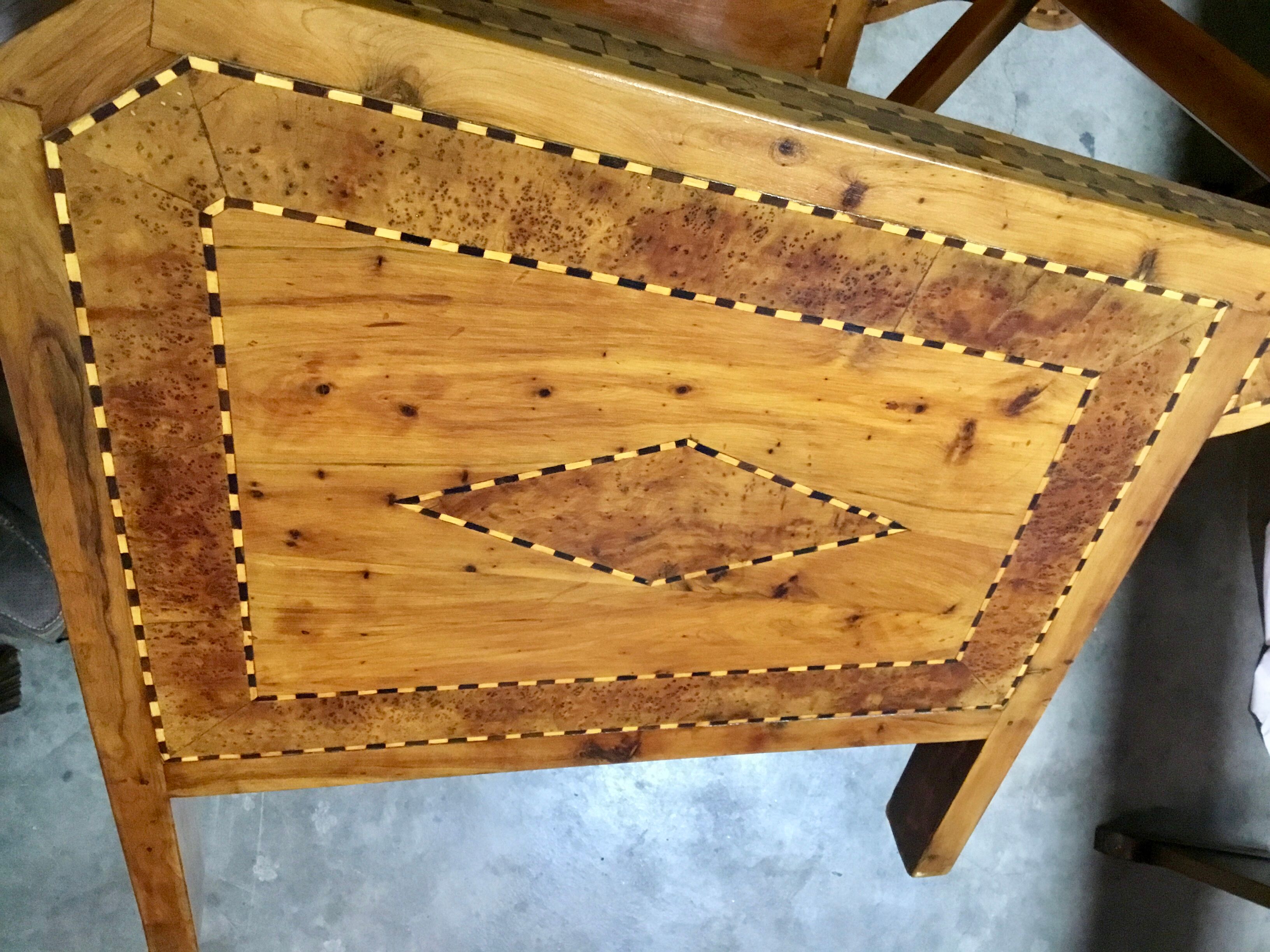 Vintage wooden veranda armchairs with inlaid marquetry 1930s