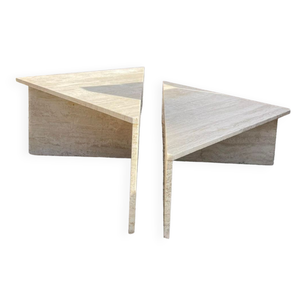 Triangular travertine coffee tables, model for Up&up, Italy, 1970s ...