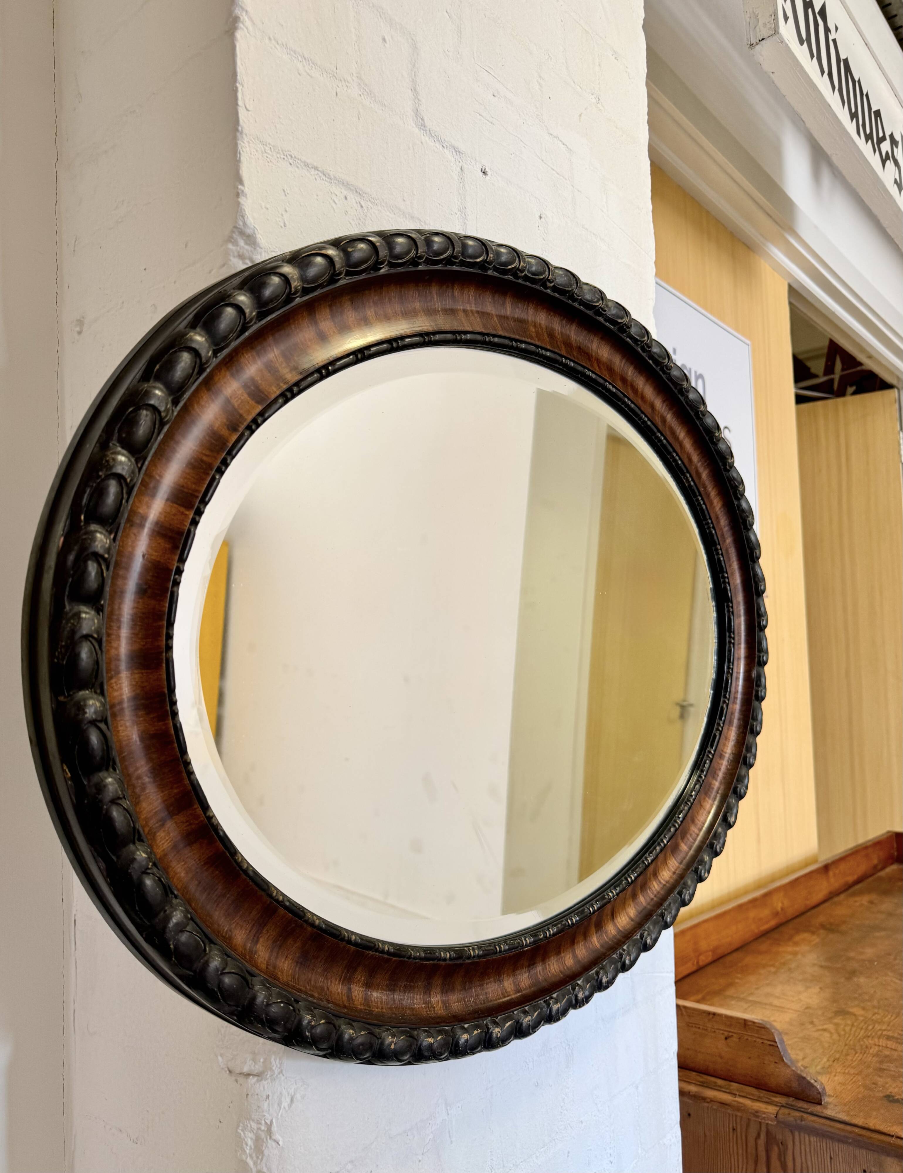 Edwardian Oval Wall Mirror Bevelled Edge