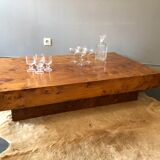 Vintage walnut magnifying glass coffee table