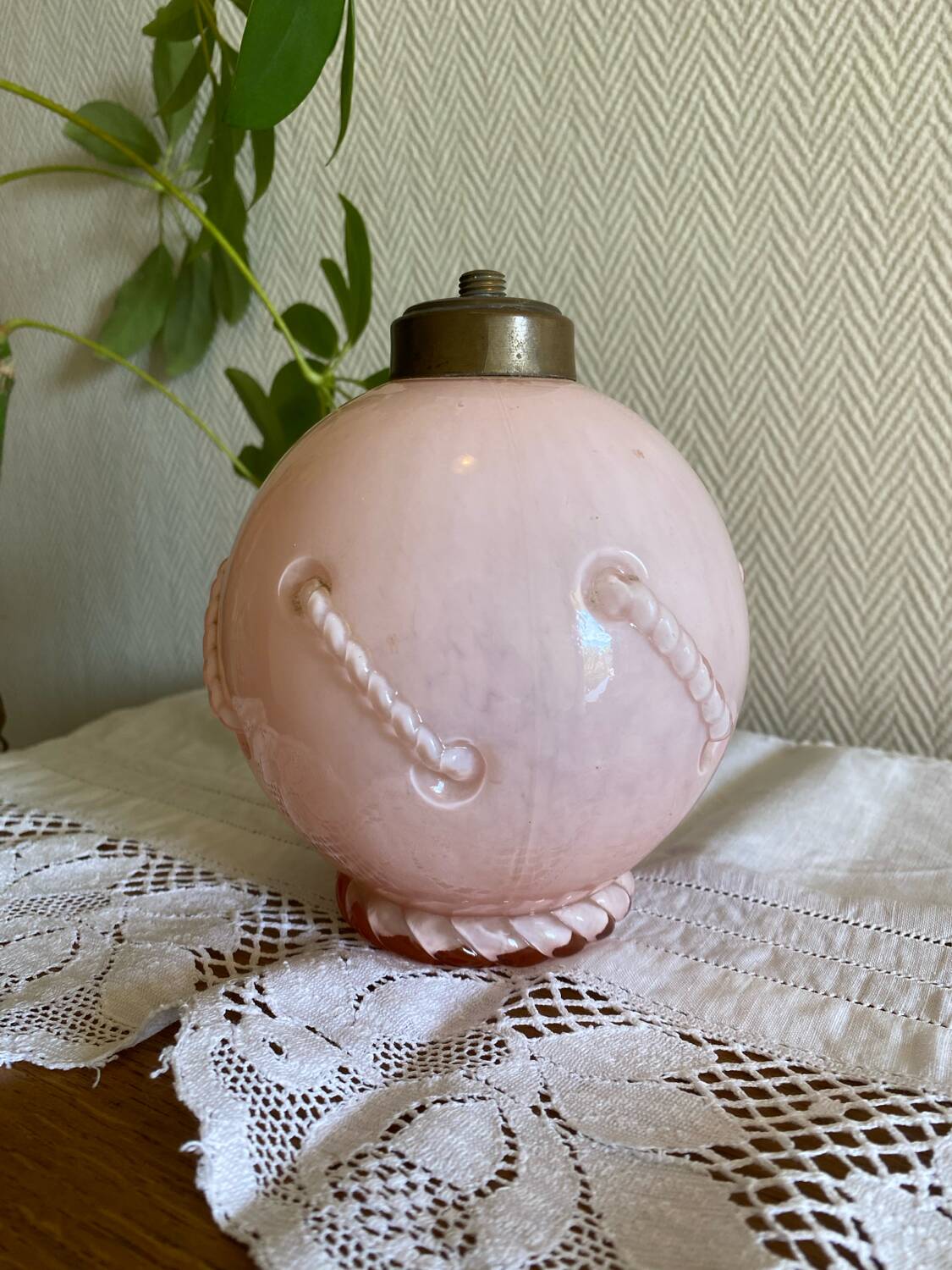 Old pink opaline glass globe