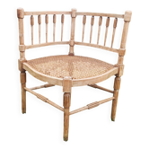 Chaise d'angle en hètre ,assise canée début XX éme