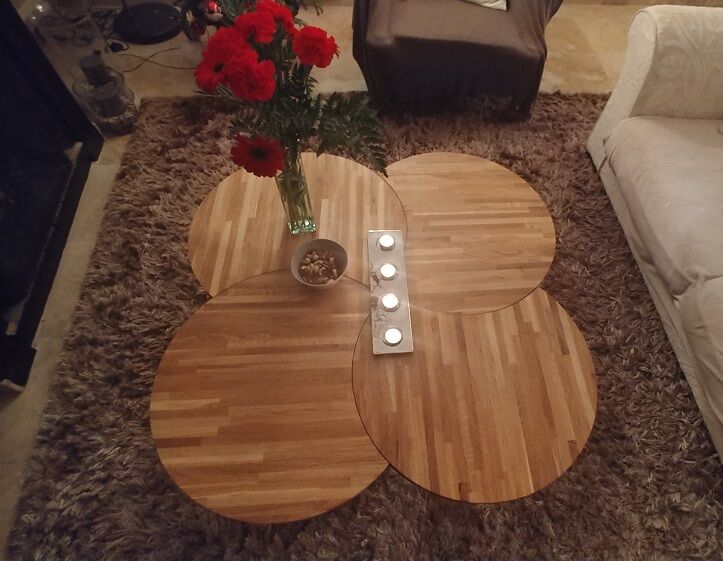 Industrial-style solid wood modular coffee table