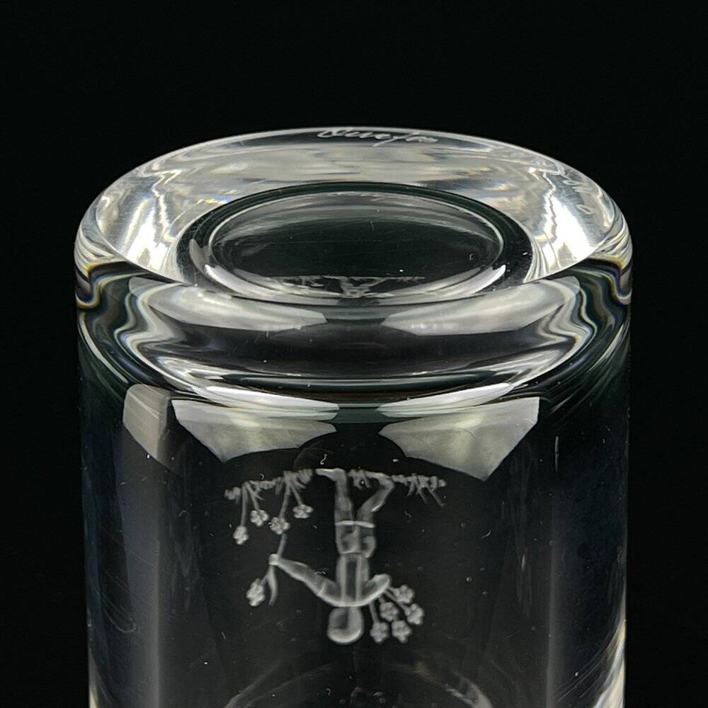 Orrefors engraved crystal bud vase, Sweden, 1950s-1960s