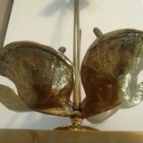 Bronze and brass water lily lamp signed